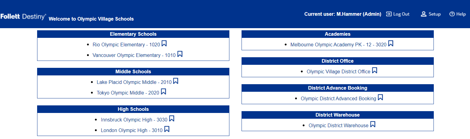 Non-customized district welcome page